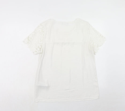 Womens UK Size M VILA White Basic T-Shirt