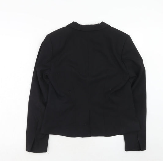 H&M Womens Black Polyester Jacket Blazer Size 14
