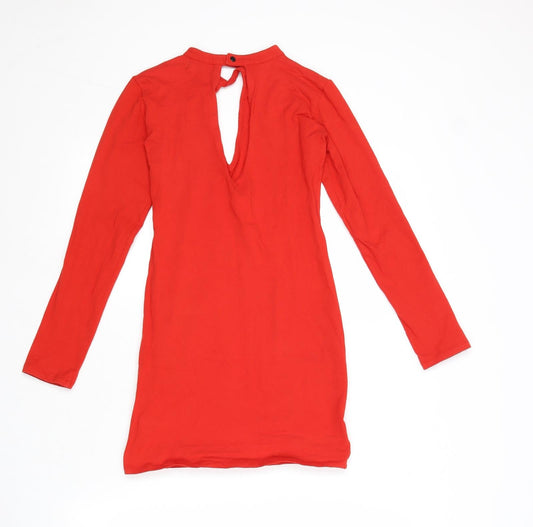 Motel Womens Red Cotton Mini Size XS V-Neck Snap