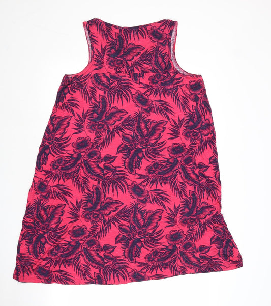 NEXT Womens Pink Floral Viscose Tank Dress Size 14 Boat Neck Pullover