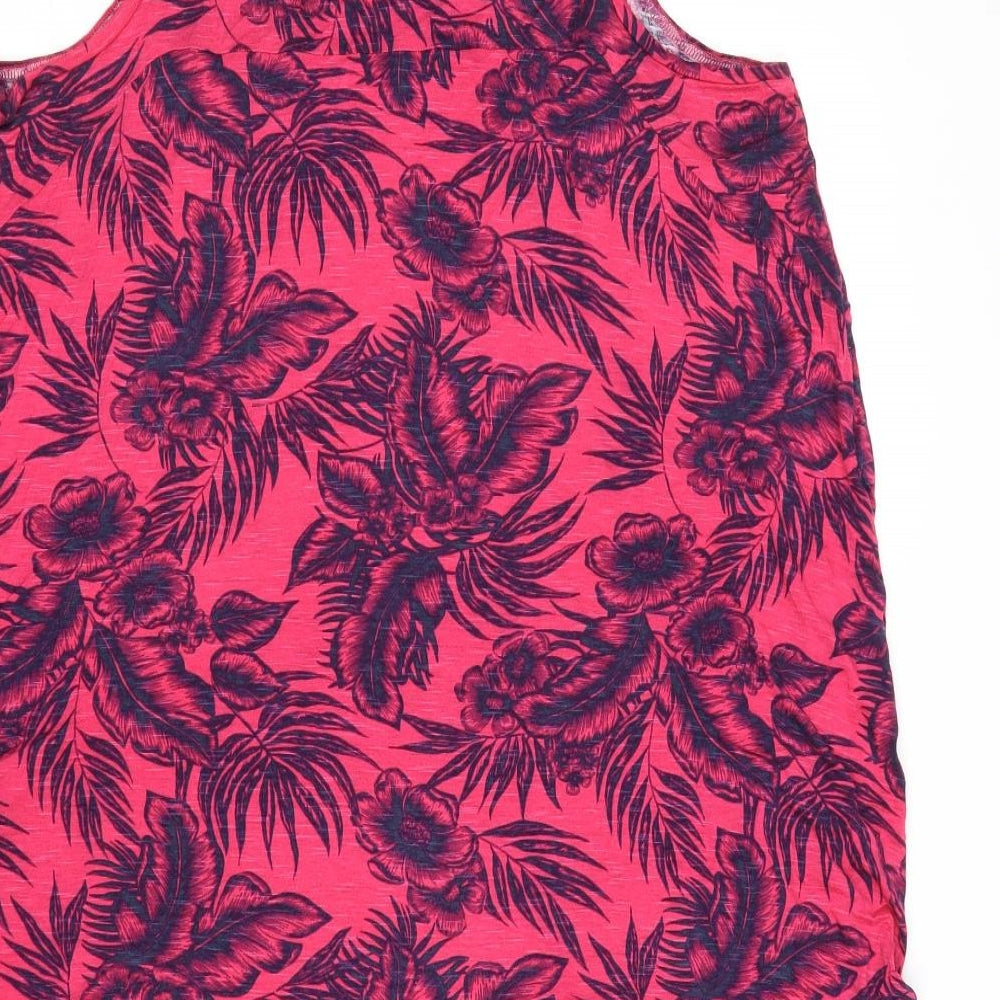 NEXT Womens Pink Floral Viscose Tank Dress Size 14 Boat Neck Pullover