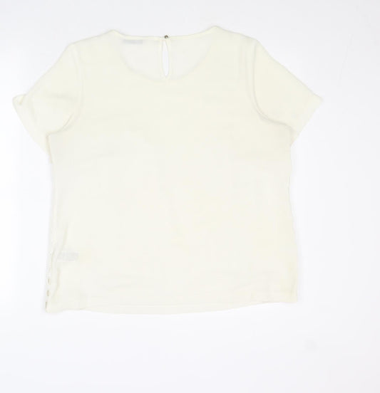 Womens UK Size 14 Marks and Spencer Ivory Basic T-Shirt