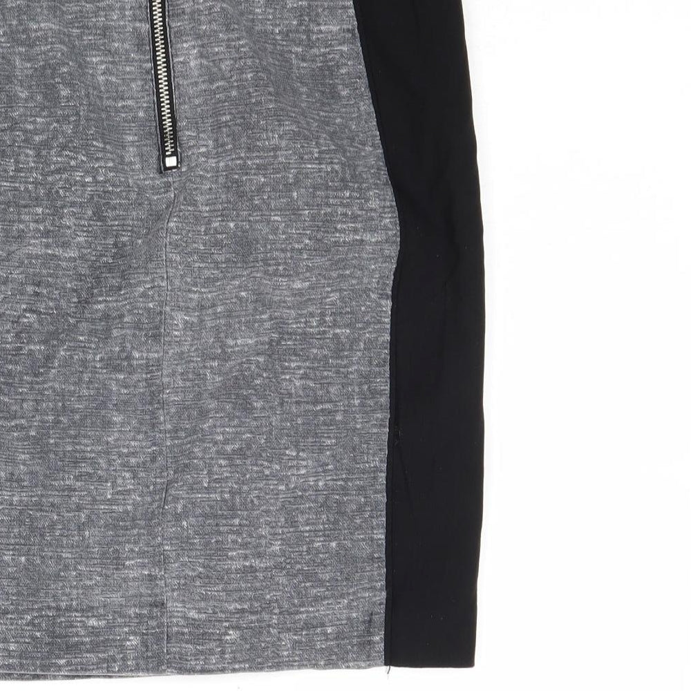 H&M Womens Grey Viscose Straight & Pencil Skirt Size 8 Zip