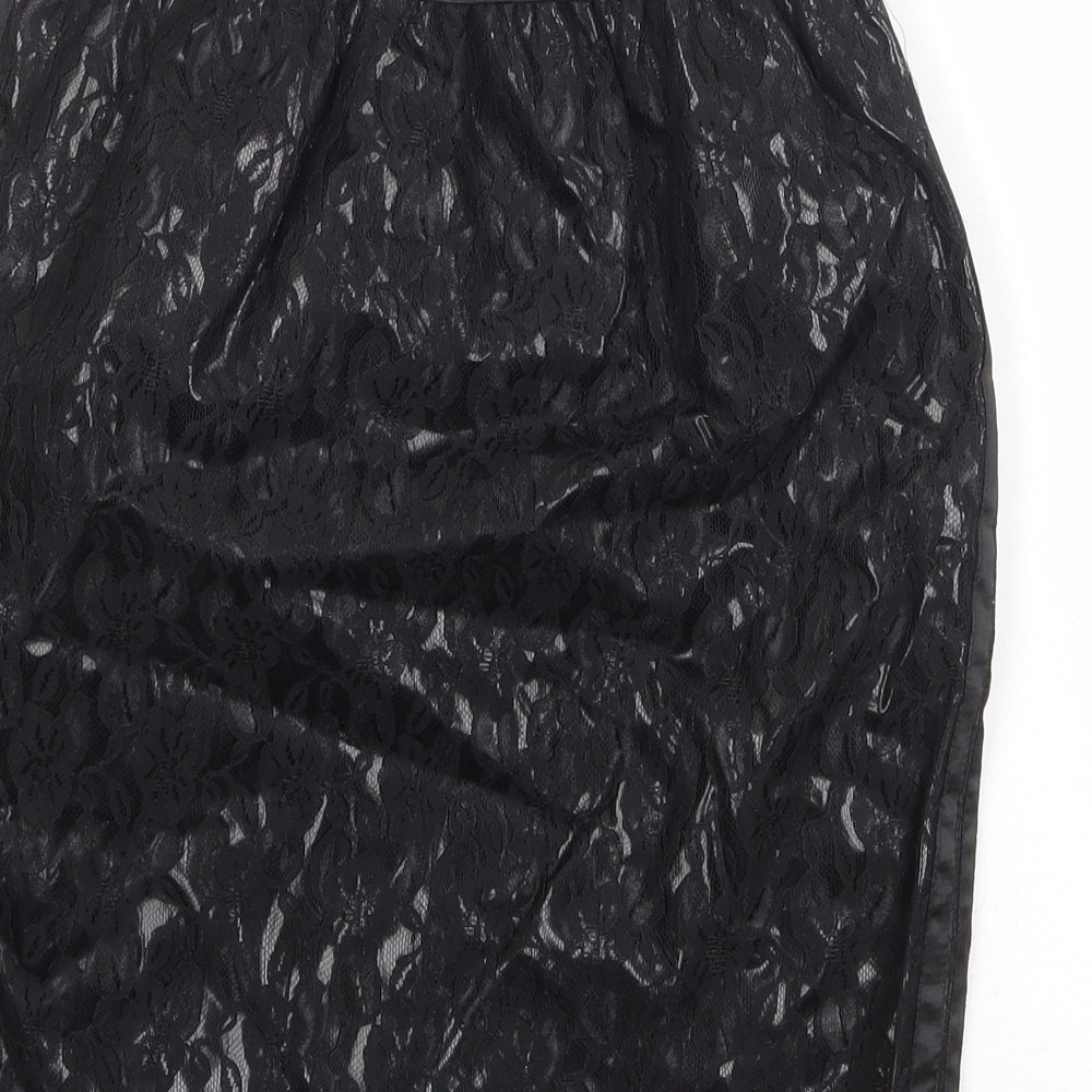 Machima Womens Black Geometric Polyurethane A-Line Skirt Size 27 in Zip