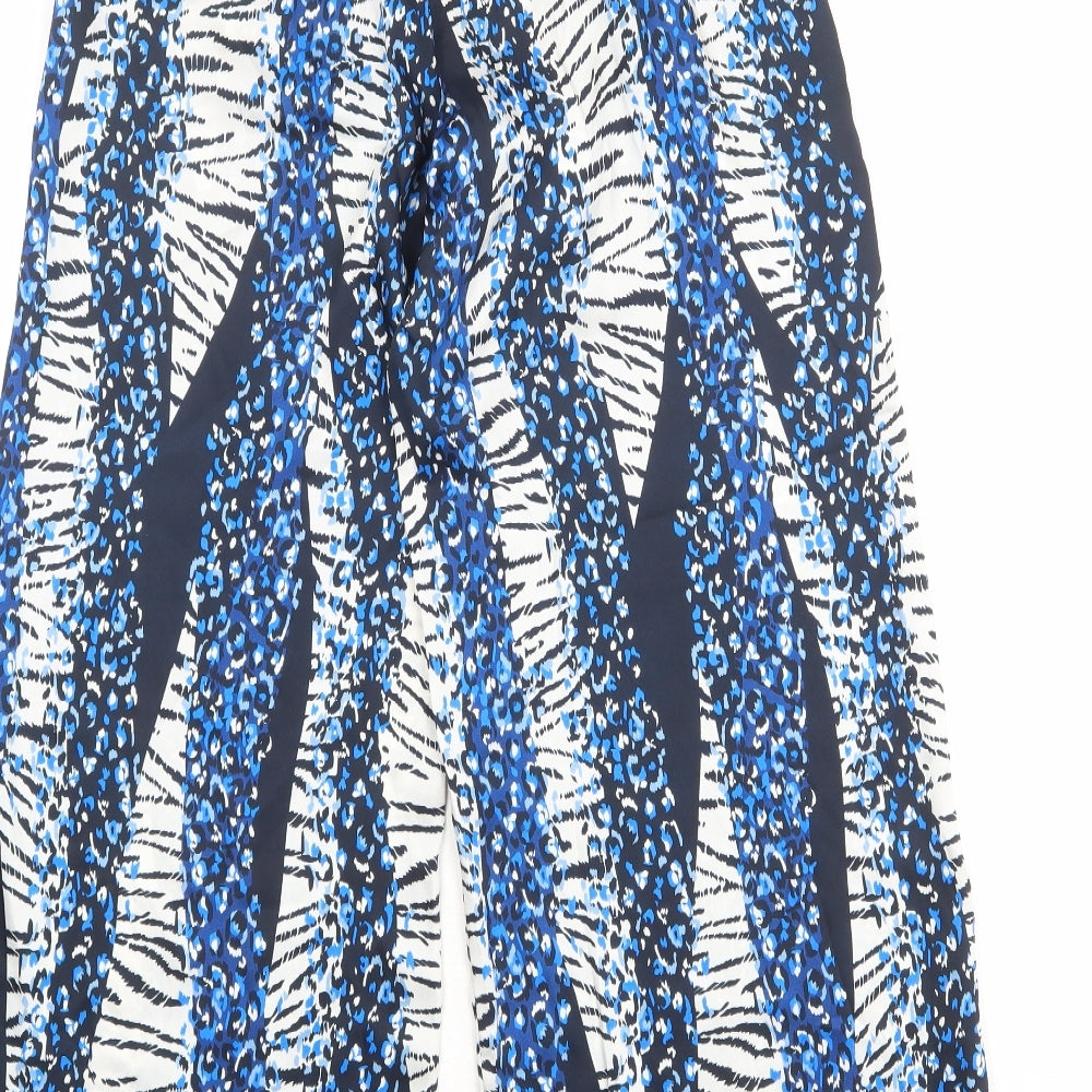 Nasty Gal Womens Blue Geometric Polyester Trousers Size 4 Regular Zip