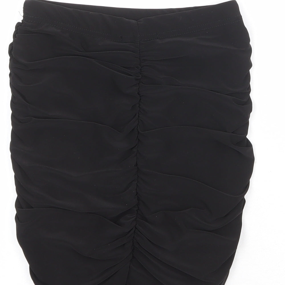 PRETTYLITTLETHING Womens Black Polyester Bandage Skirt Size 4