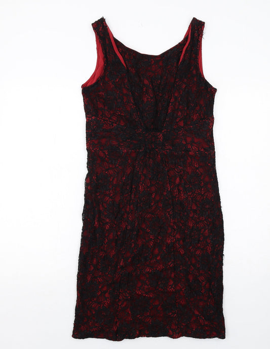 Donna Ricco Womens Black Nylon Tank Dress Size 10 Boat Neck Zip