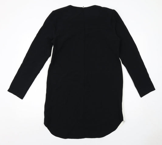 Topshop Womens Black Colourblock Polyester Shift Size 14 Boat Neck Zip