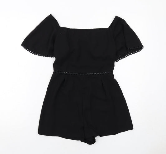 Womens UK Size 6 In the Style Black Playsuit One-Piece