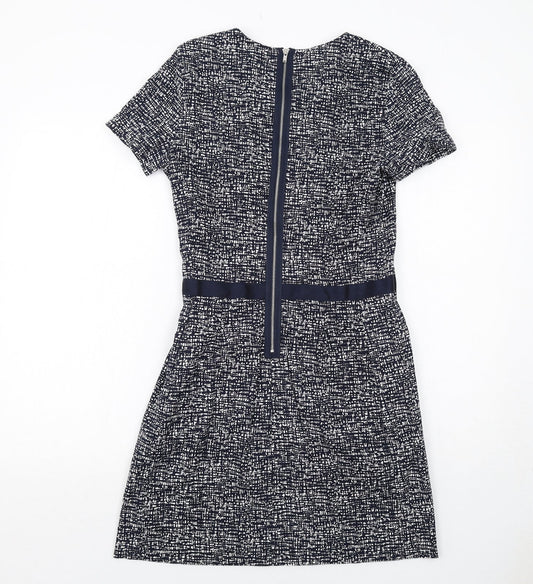 Gap Womens Blue Geometric Cotton A-Line Size 10 Round Neck Zip