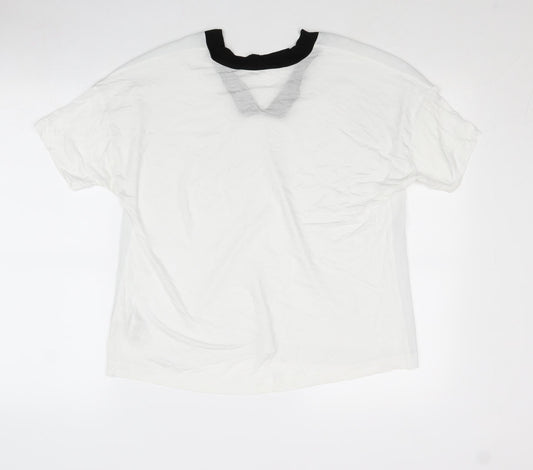 French Connection Womens White Lyocell Basic Blouse Size L V-Neck