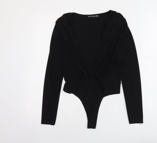 Womens UK Size 8 PRETTYLITTLETHING One-Piece Black Bodysuit