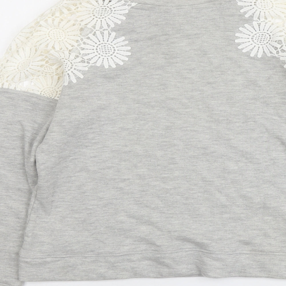 New Look Womens Grey Polyester Pullover Sweatshirt Size 10 Pullover