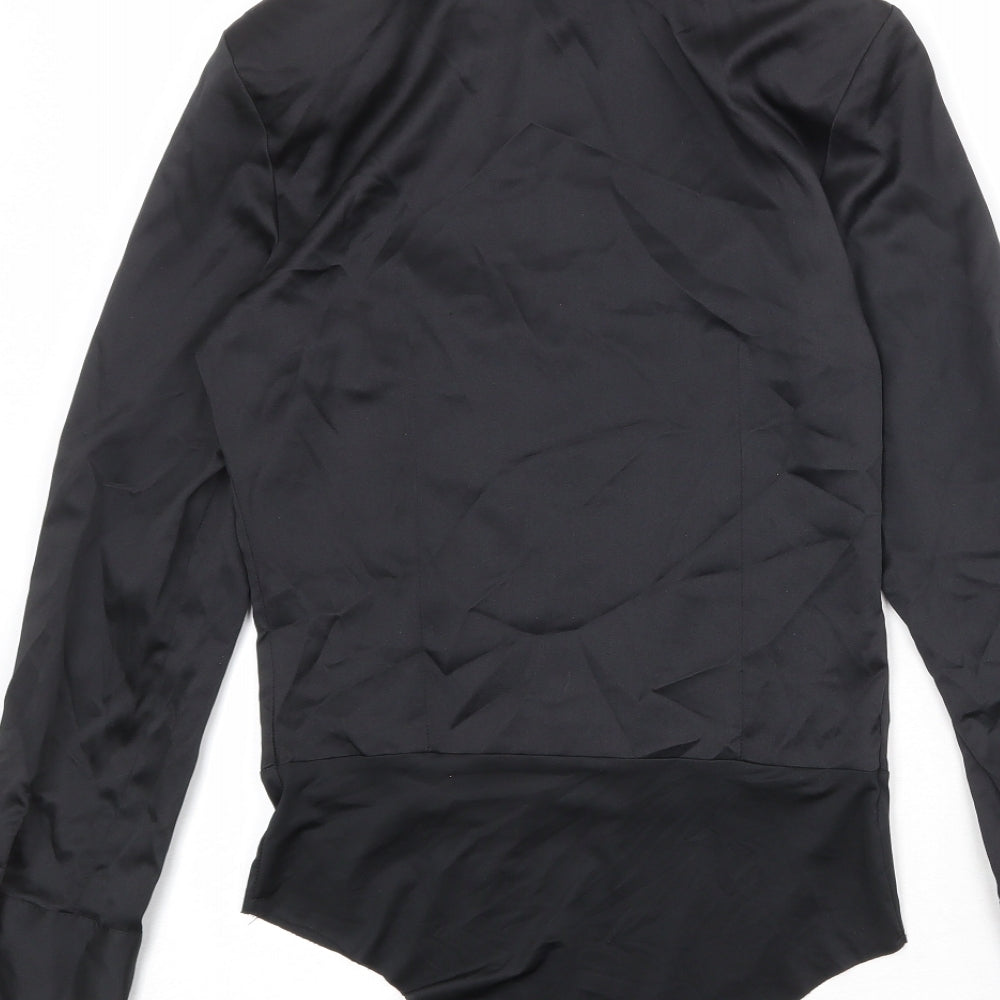 Zara Womens Black Polyester Bodysuit One-Piece Size XS Snap