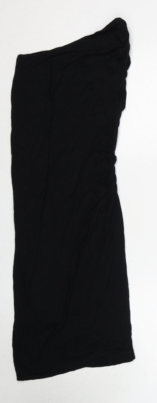 Max Studio Womens Black Viscose Sheath Size XS One Shoulder Pullover