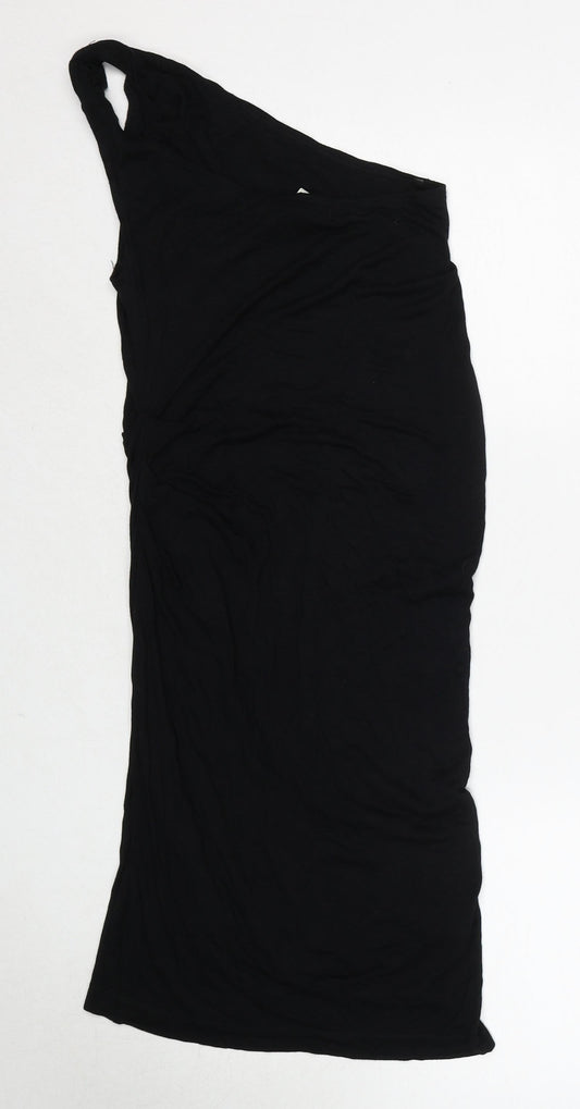 Max Studio Womens Black Viscose Sheath Size XS One Shoulder Pullover