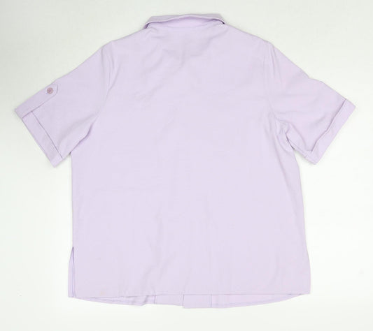 Classics Womens Purple Polyester Basic Button-Up Size 16 Collared