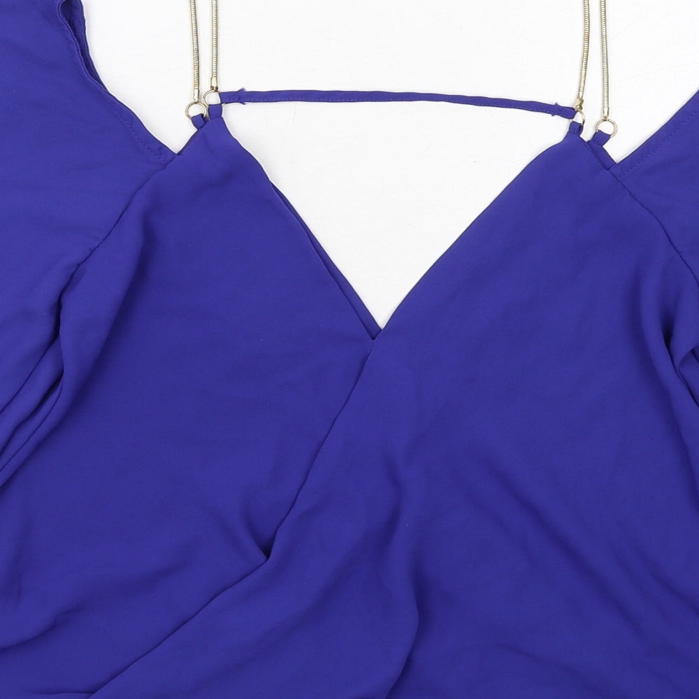 Womens UK Size 8 New Look Blue Basic Blouse