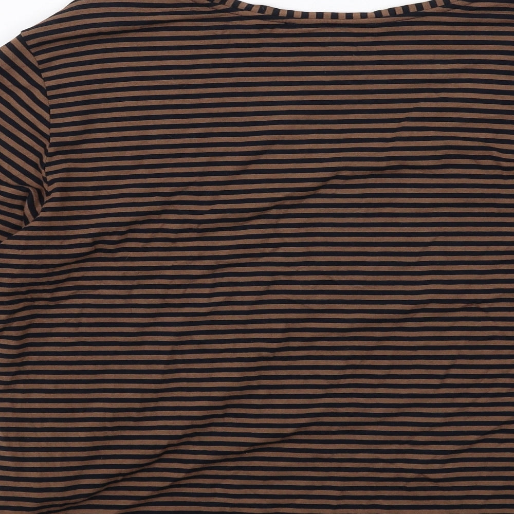 Betty Barclay Womens Brown Striped Viscose Basic Blouse Size 16 Round Neck