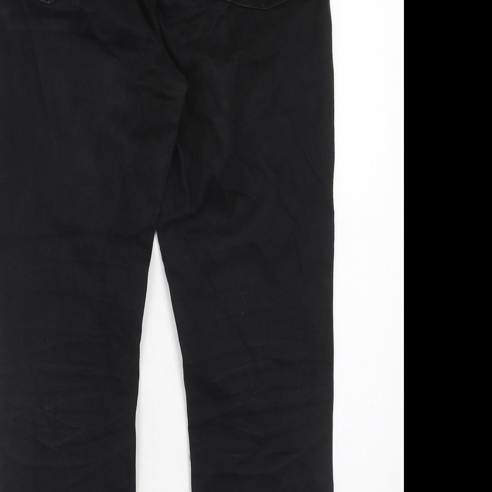 Topshop Womens Black Cotton Straight Jeans Size 28 in L30 in Regular Zip