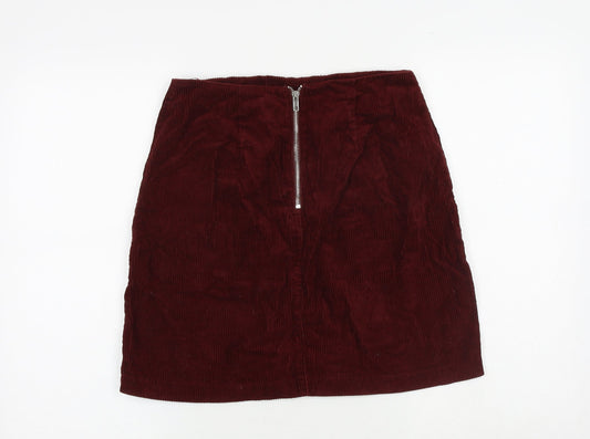 New Look Womens Red Cotton Bandage Skirt Size 8 Zip