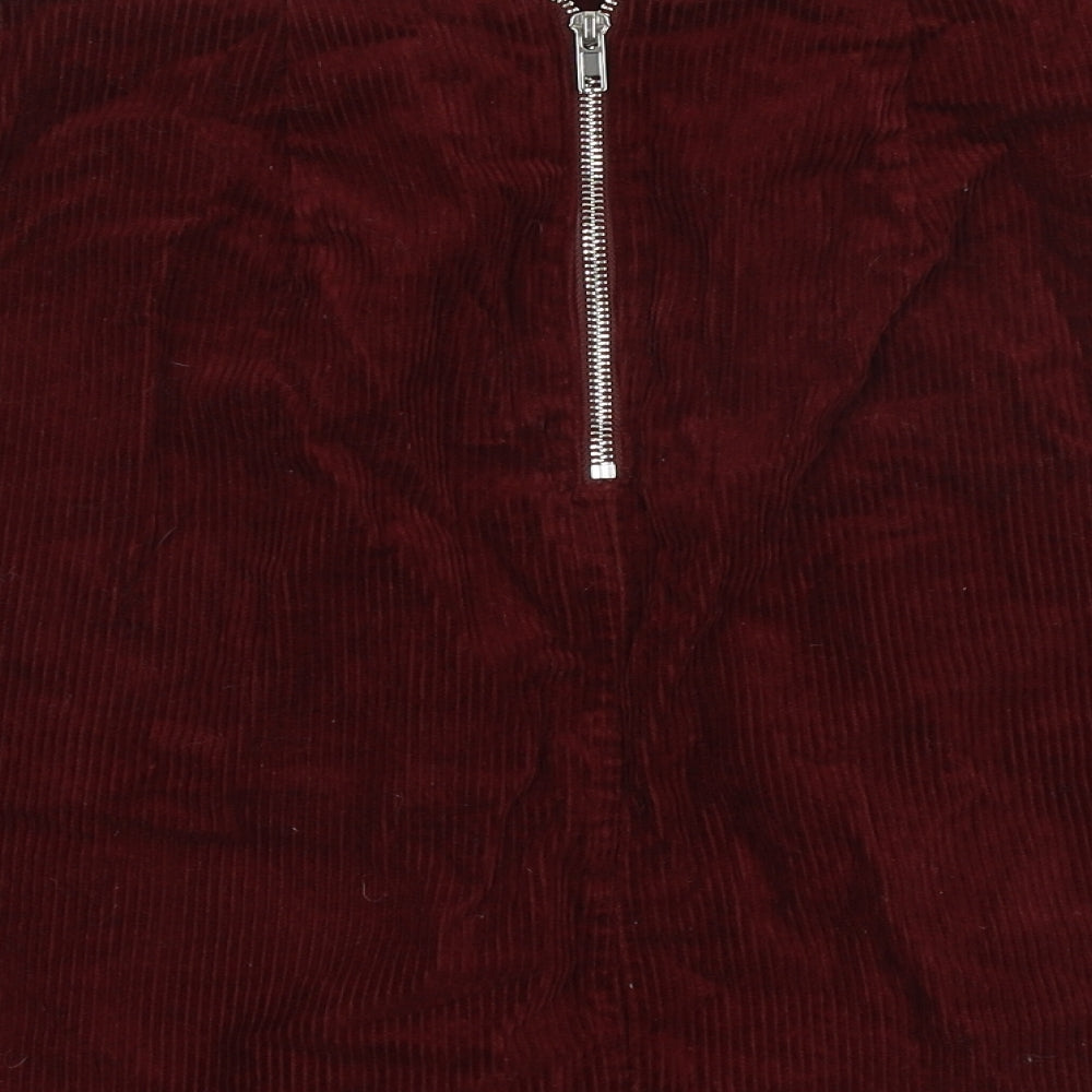 New Look Womens Red Cotton Bandage Skirt Size 8 Zip