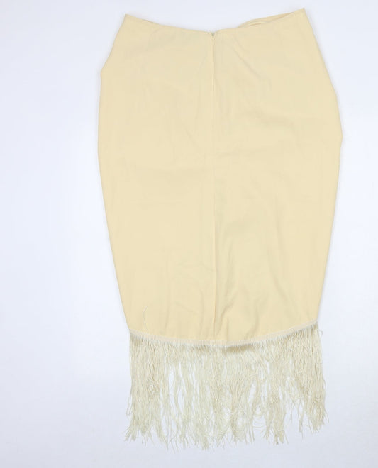 PRETTYLITTLETHING Womens Ivory Polyester A-Line Skirt Size 34 in Zip