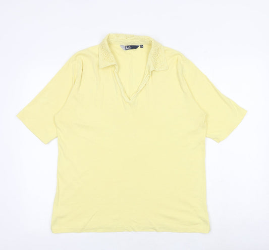 Womens UK Size L EWM Yellow Basic Polo