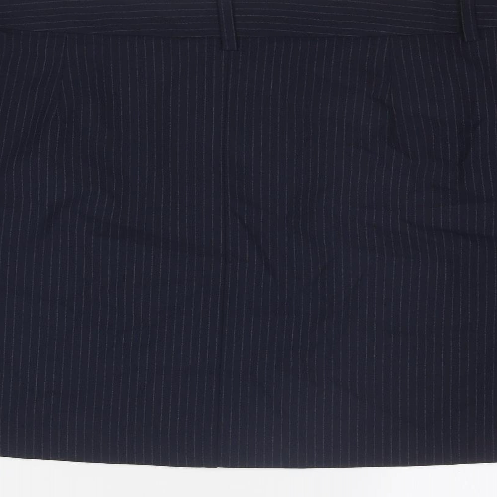 Marks and Spencer Womens Blue Striped Polyester A-Line Skirt Size 18 Zip