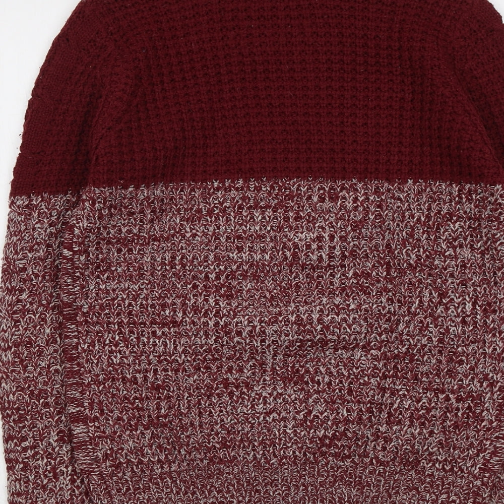 Allcott Knit Womens Red Round Neck Acrylic Pullover Jumper Size S