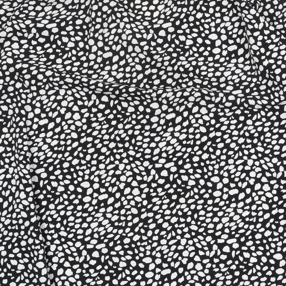 Missguided Womens Black Geometric Polyester Trapeze & Swing Size 16 V-Neck Button