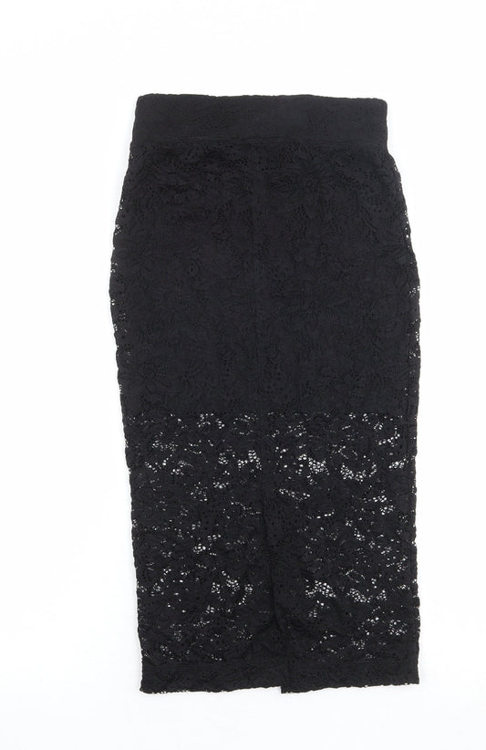 Divided by H&M Womens Black Geometric Polyamide A-Line Skirt Size XS