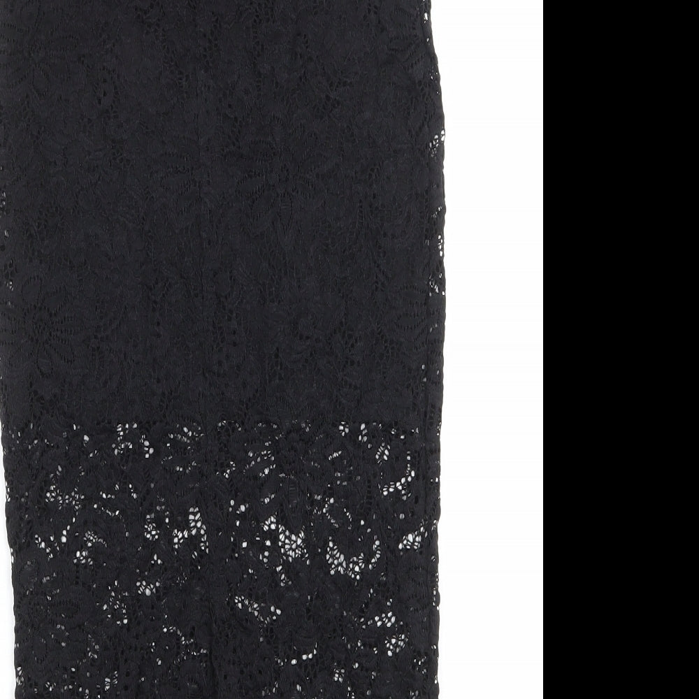 Divided by H&M Womens Black Geometric Polyamide A-Line Skirt Size XS