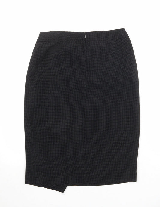 Alex & Co Womens Black Geometric Polyester A-Line Skirt Size 8 Zip
