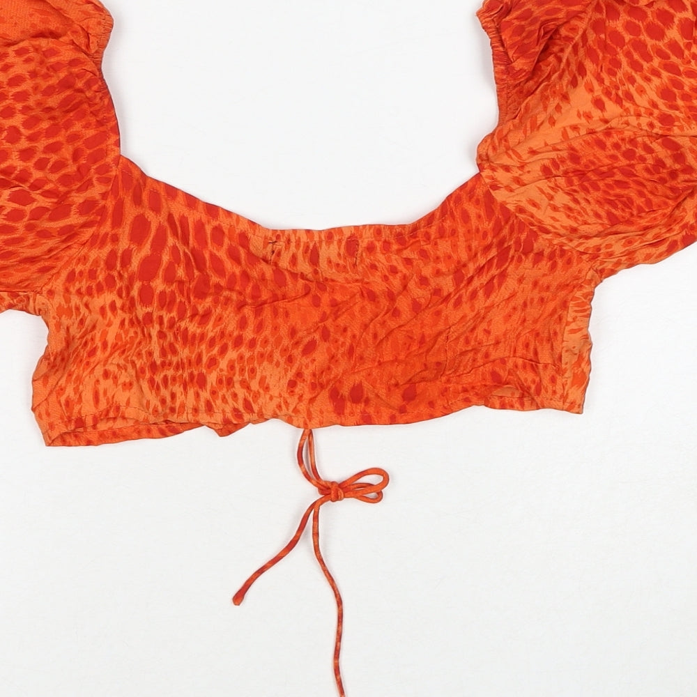 Womens UK Size XS Marks and Spencer Orange Cropped Blouse