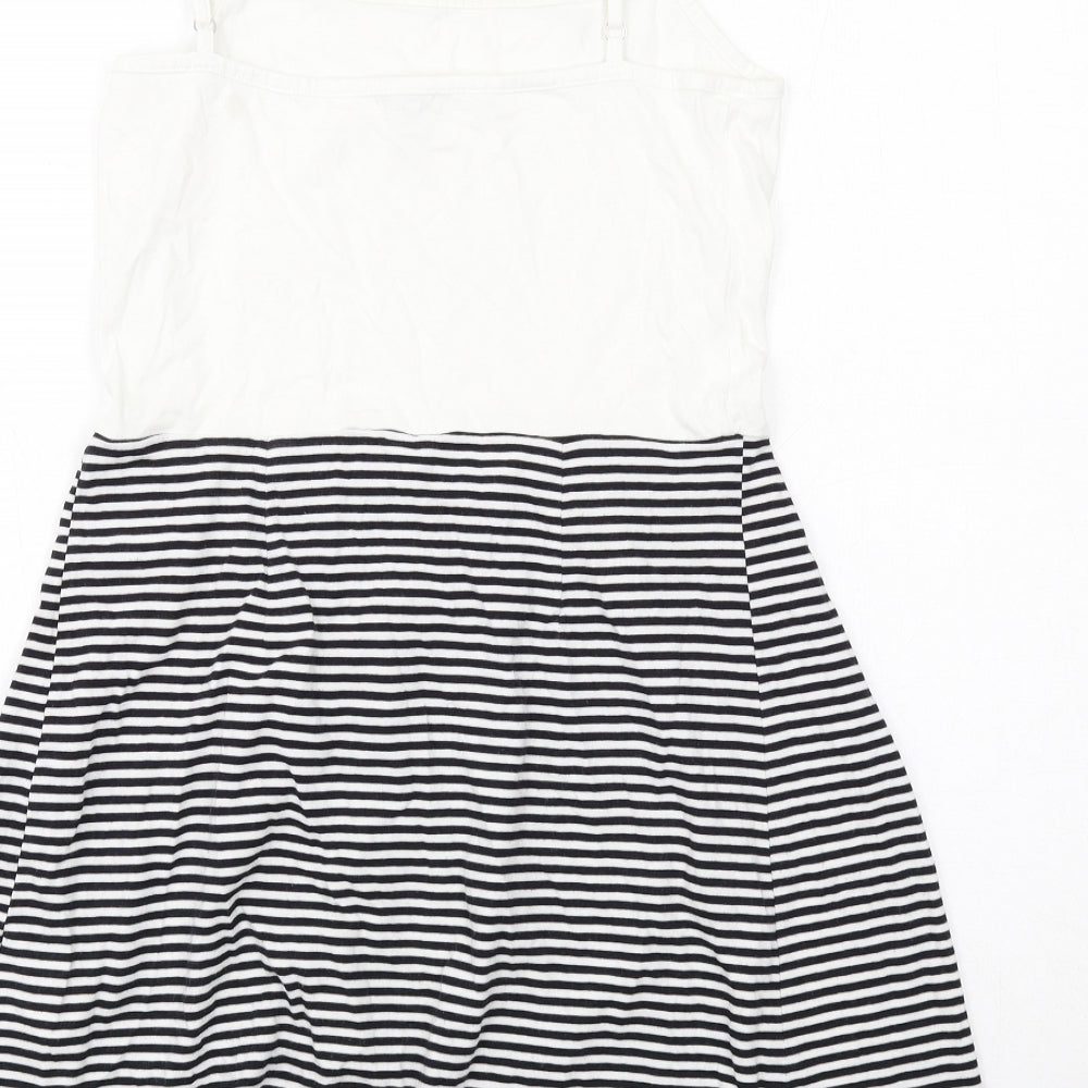 Gap Womens White Striped Cotton Tank Dress Size S Round Neck Pullover