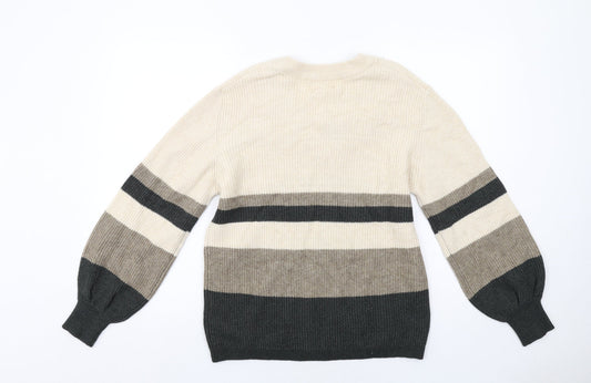 Womens UK Size S OBJECT Beige Pullover Jumper