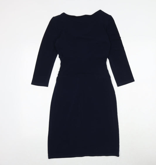 Linea Womens Blue Polyester Sheath Size 8 V-Neck Tie