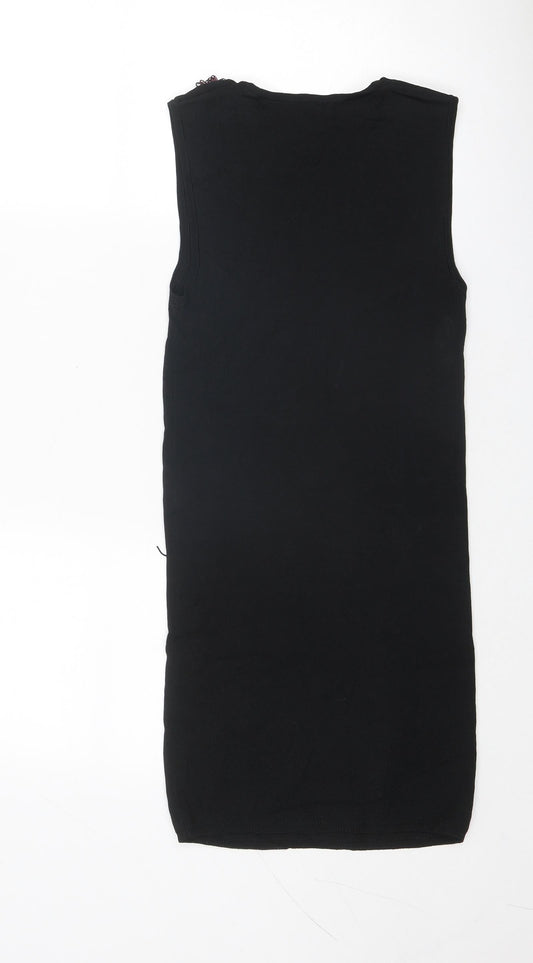 Topshop Womens Black Viscose Sheath Size 12 Round Neck Pullover