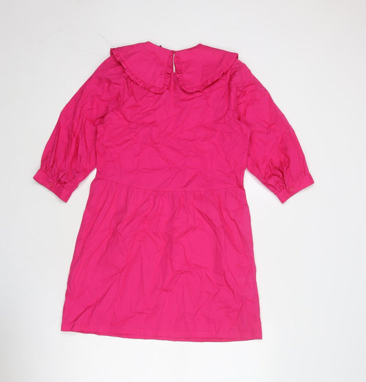 Divided by H&M Womens Pink Cotton A-Line Size XS Collared Button