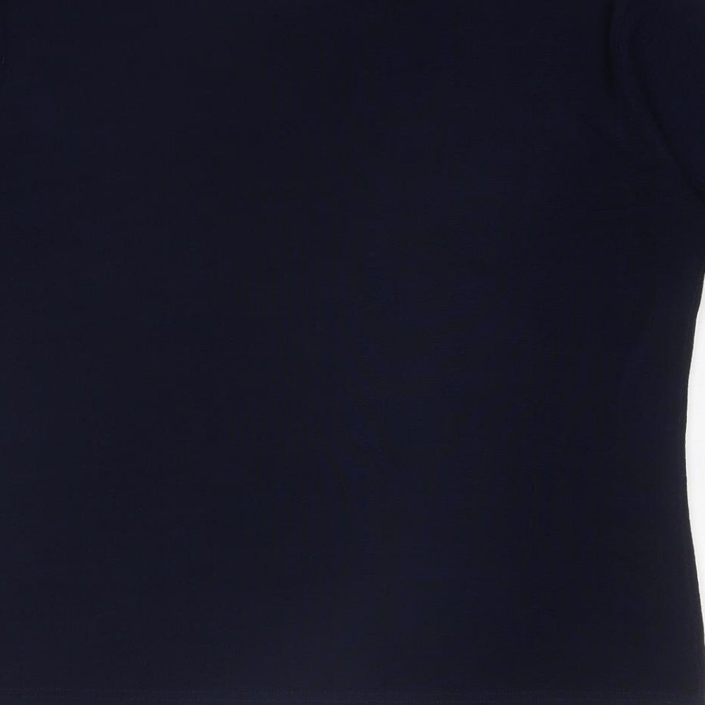 Womens UK Size L TEXT Blue Basic T-Shirt
