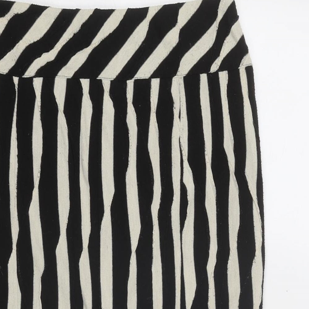 Per Una Womens Black Geometric Polyester A-Line Skirt Size 12 Zip