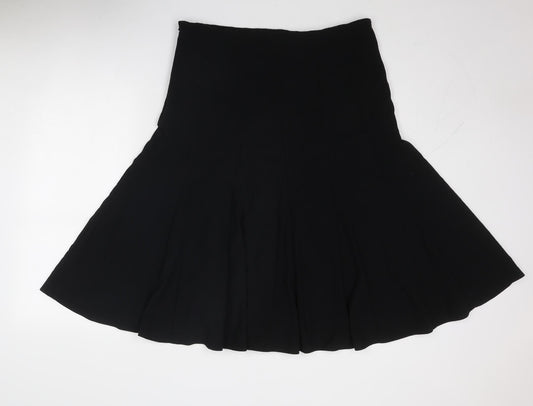 Marks and Spencer Womens Black Polyester Swing Skirt Size 36 in Zip