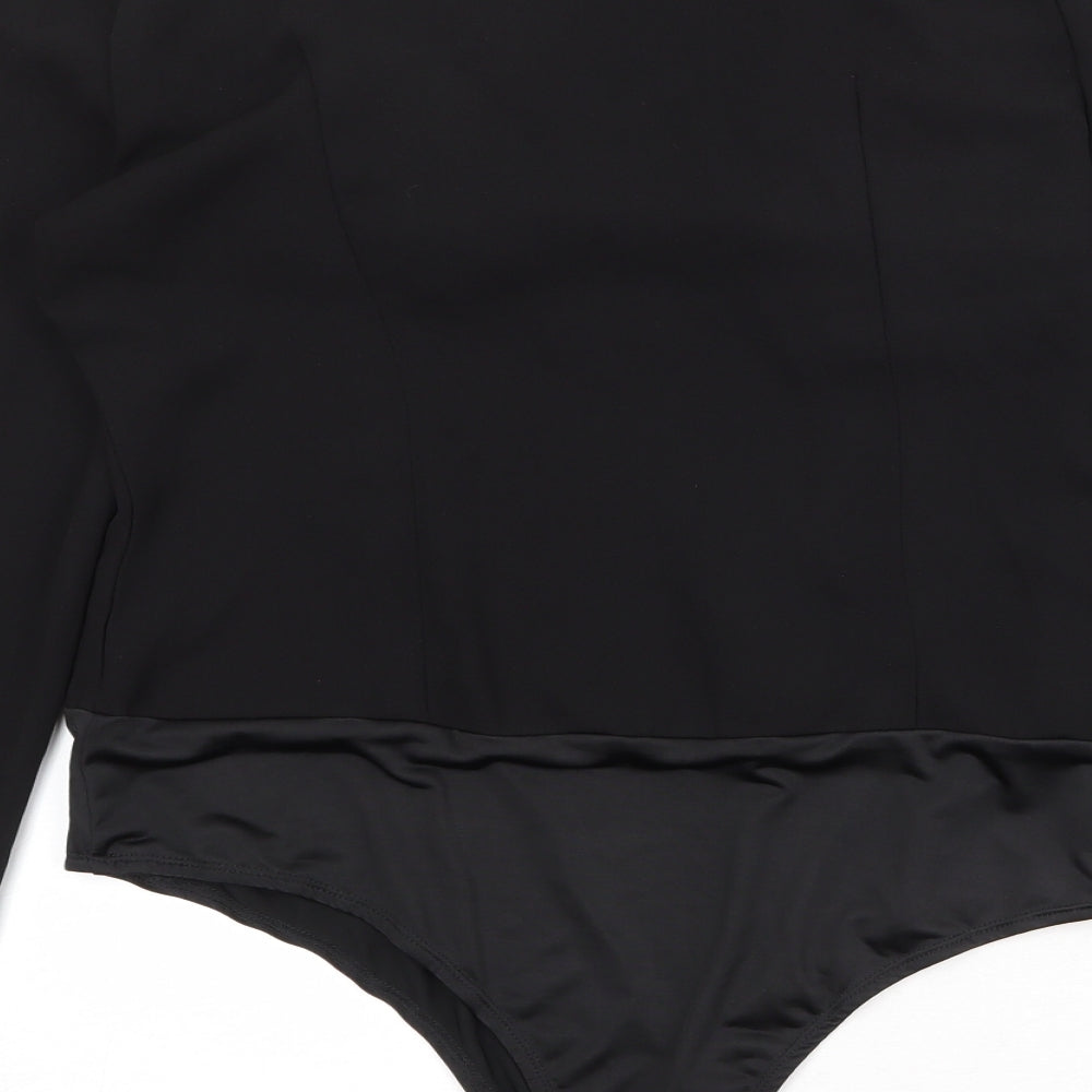 PRETTYLITTLETHING Womens Black Polyester Bodysuit One-Piece Size M Zip