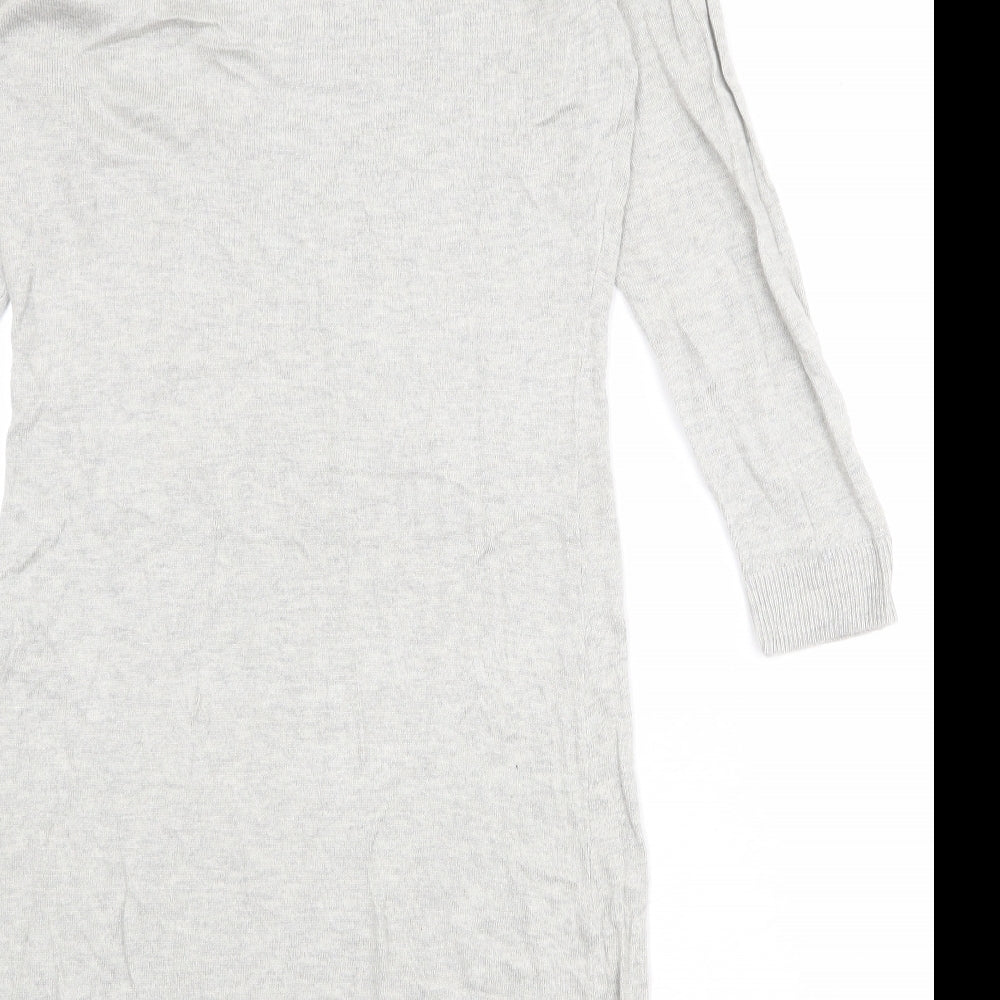 Dorothy Perkins Womens Grey Viscose Jumper Dress Size 12 Round Neck Pullover