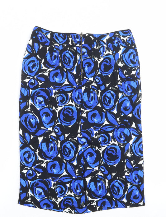 Marks and Spencer Womens Multicoloured Floral Viscose A-Line Skirt Size 8 Zip