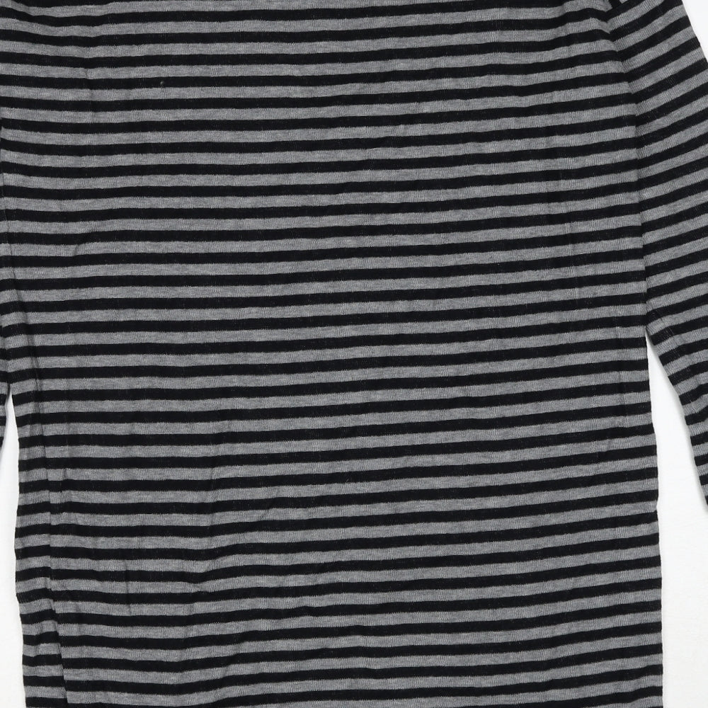 NEXT Womens Black Striped Cotton Jumper Dress Size 10 Round Neck Pullover