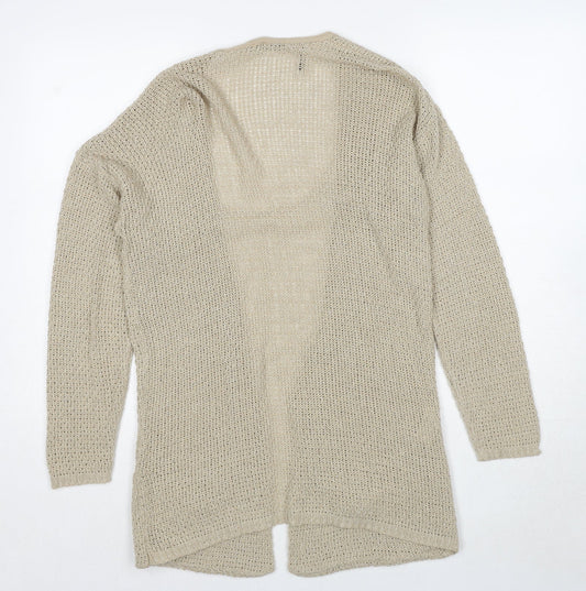 Boohoo Womens Beige V-Neck Acrylic Cardigan Jumper Size S - Size S/M