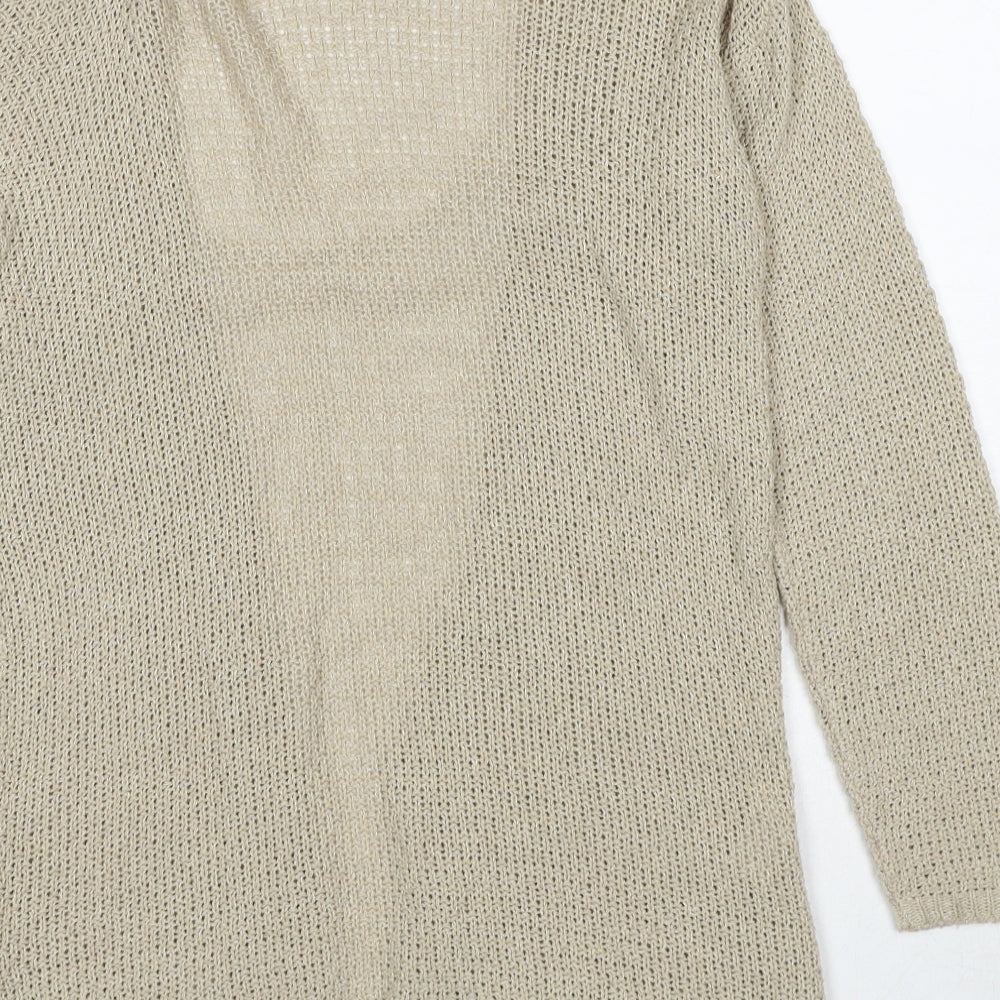 Boohoo Womens Beige V-Neck Acrylic Cardigan Jumper Size S - Size S/M