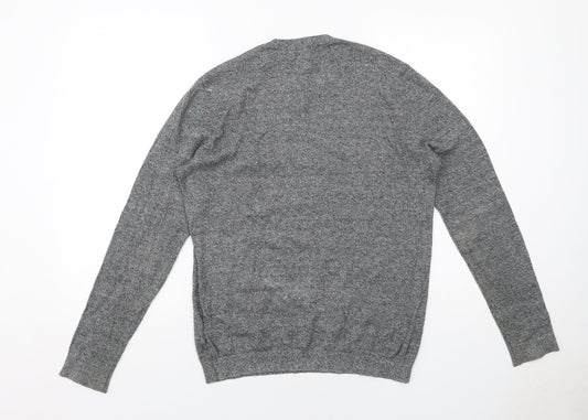 Topman Mens Grey Round Neck Cotton Pullover Jumper Size 2XL Long Sleeve